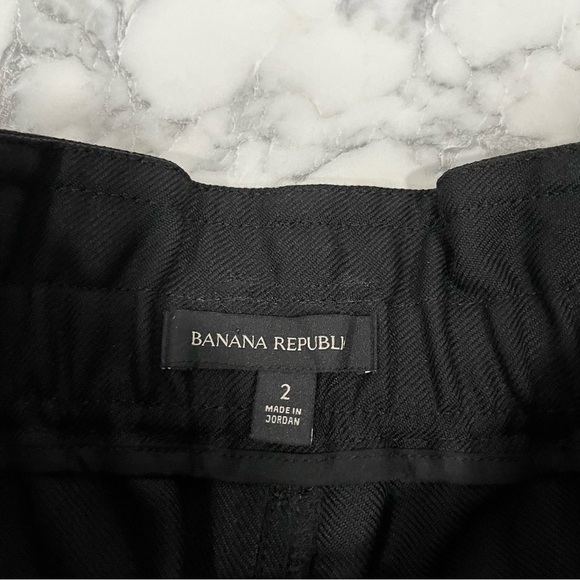 Banana Republic 100% Wool Black Cargo Pants Joggers High Waisted Cinched Ankles - Picture 10 of 12